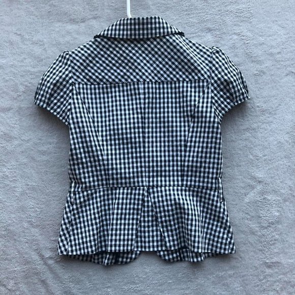 OBEG vintage professional puff sleeve, peplum, gingham blouse + pencil skirt set - Picture 2 of 4